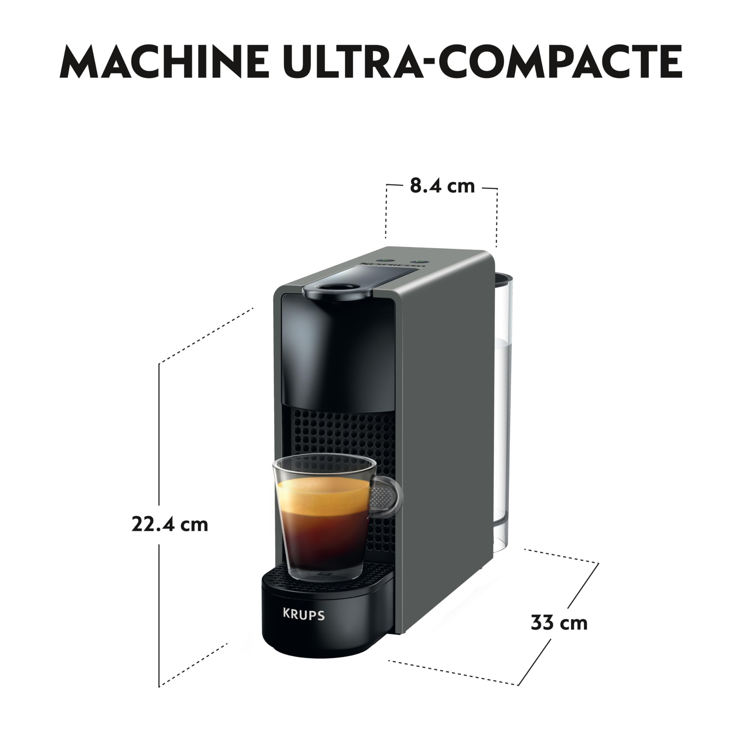 Machine à Café Essenza Mini Gris Intense, 19 Bars, Design Compact, Expresso et Lungo, Arrêt Automatique, Gris Intense, YY2911FD