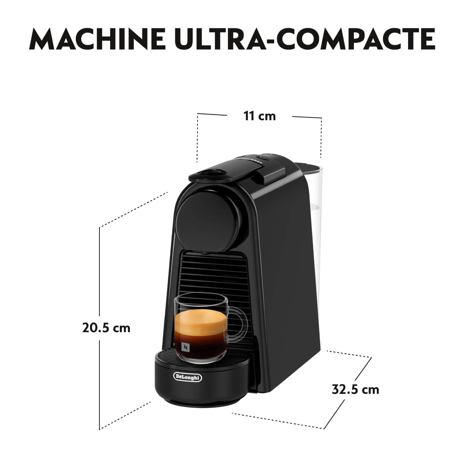 Machine à Café Essenza Mini Noir, 19 Bars,Expresso et Lungo, Arrêt Automatique, EN85.B, Noir