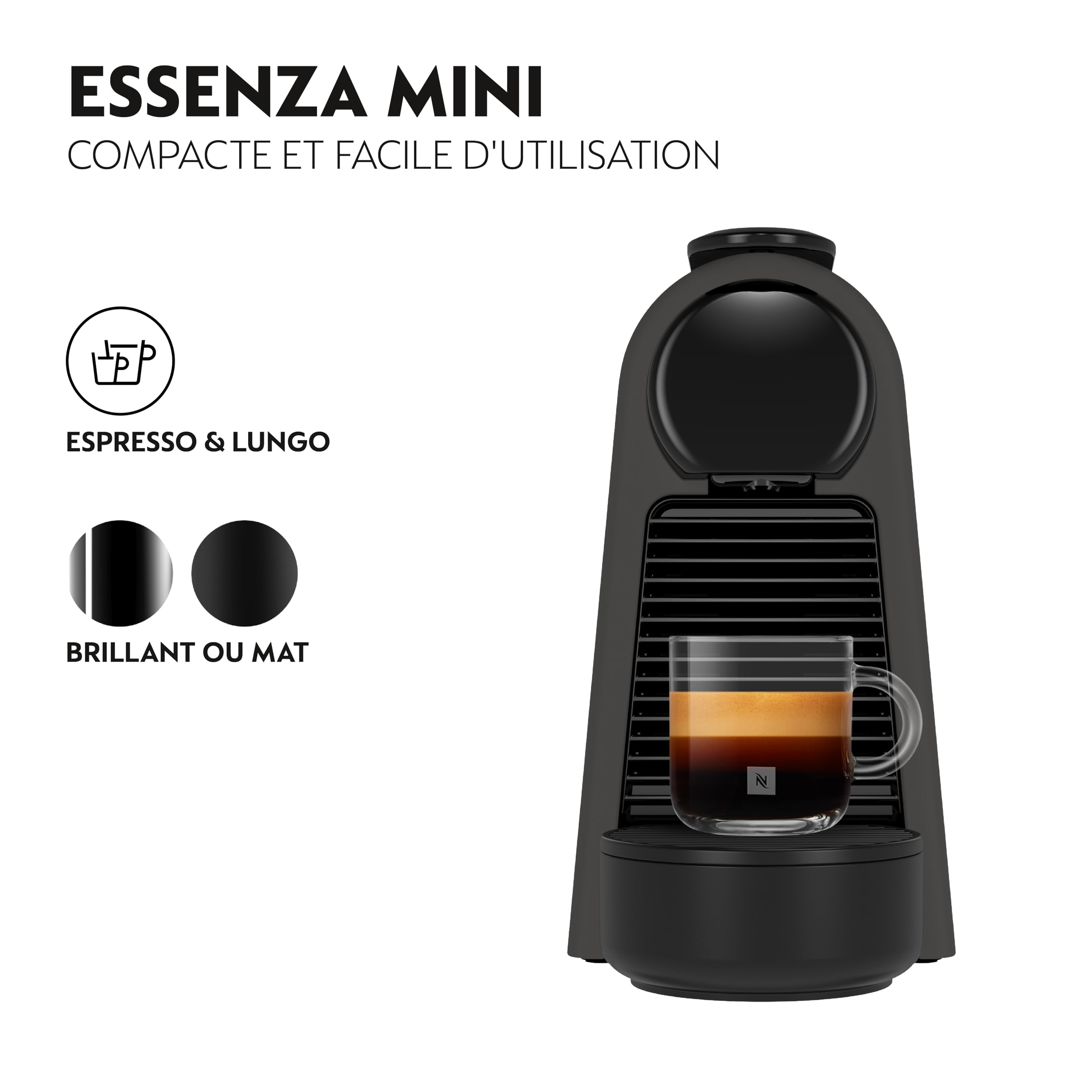 Essenza Mini - Machine à Café à Capsules, Kit de Bienvenue Inclus, Design Compact, Pression 19 Bars, Noir Mat, EN85.BKMT