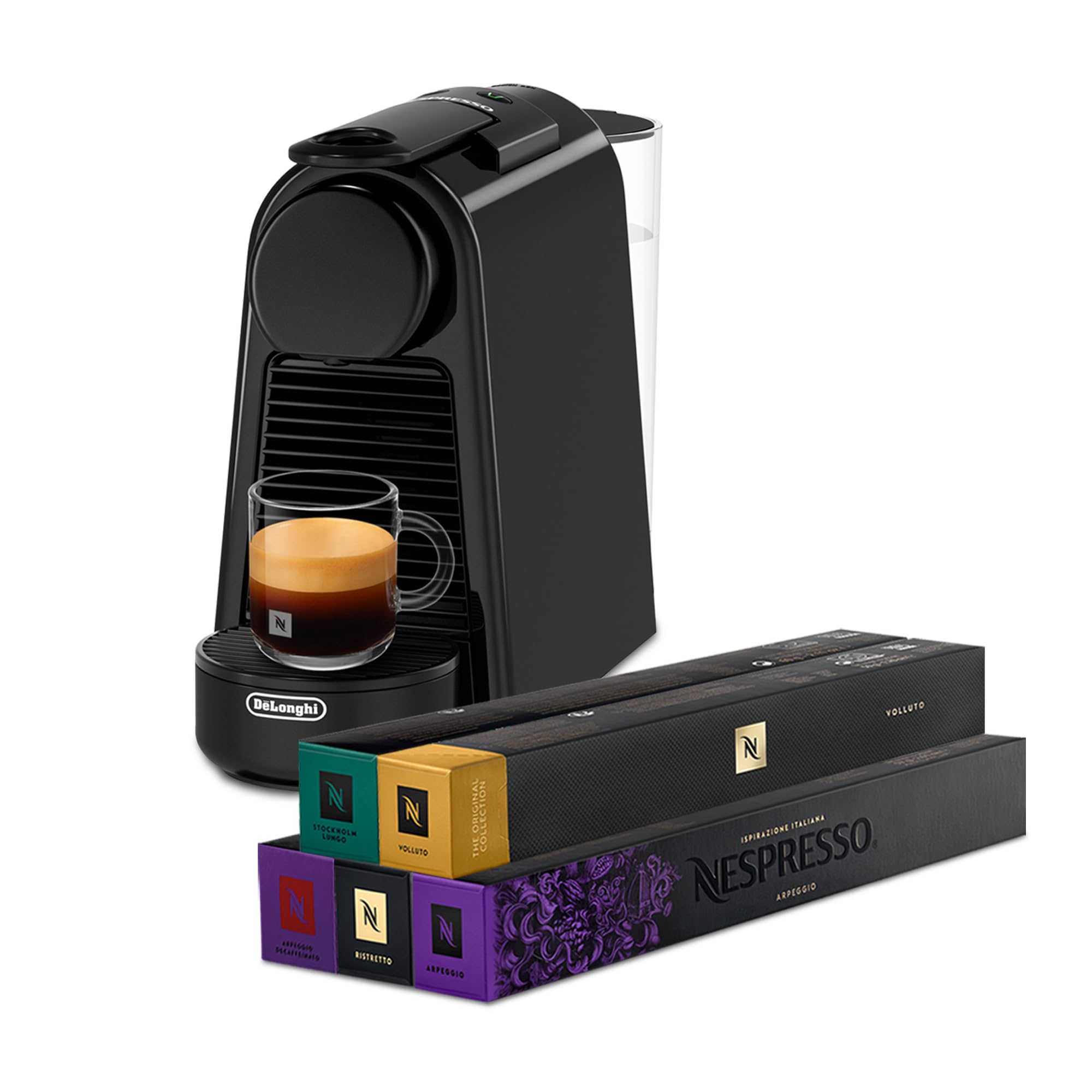 Machine à Café Essenza Mini Noir Piano, 19 Bars, Design Compact, Expresso et Lungo, EN85.B, Noir