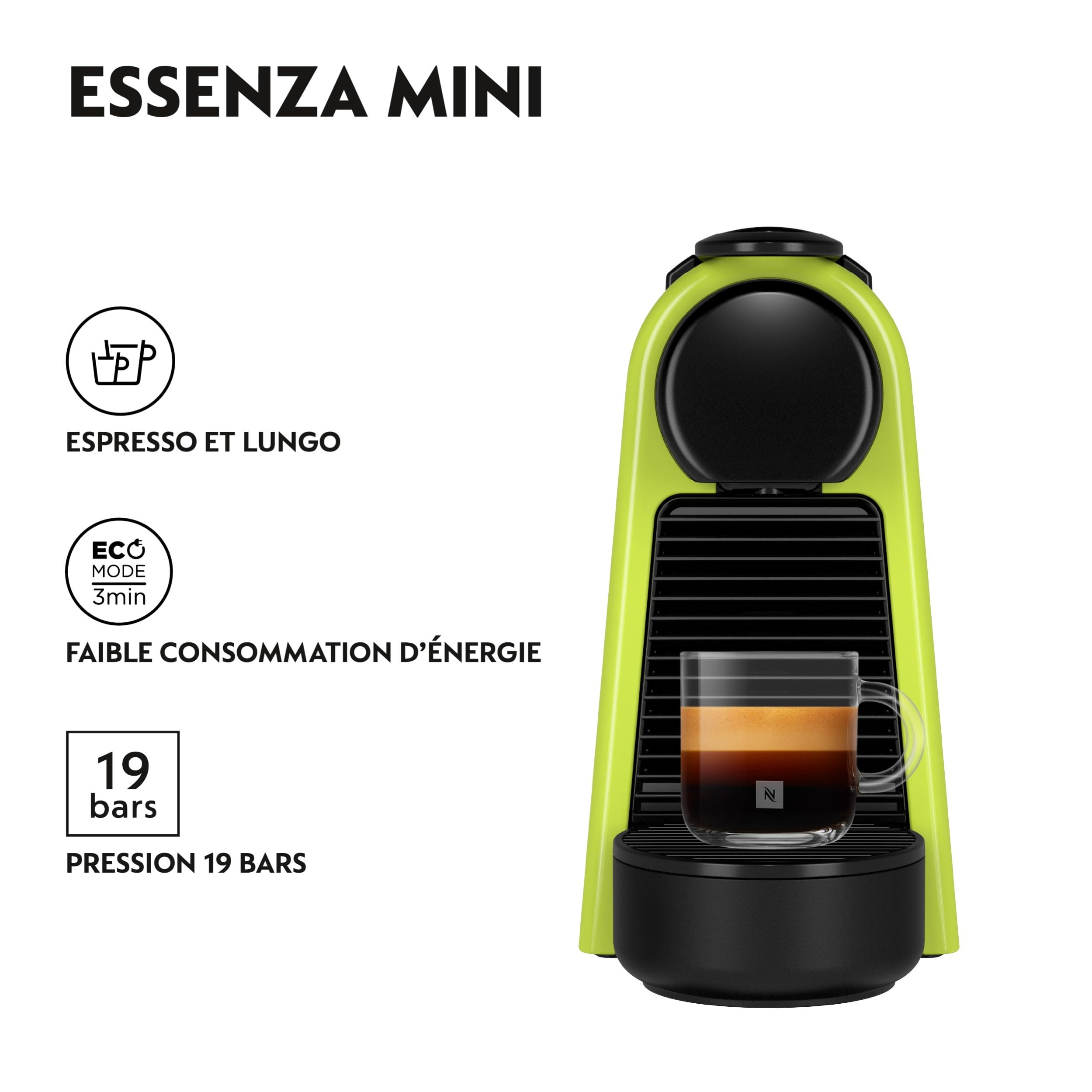 Machine à Café Essenza Mini Vert, 19 Bars + Kit de Bienvenue, EN85.L, Citron Vert