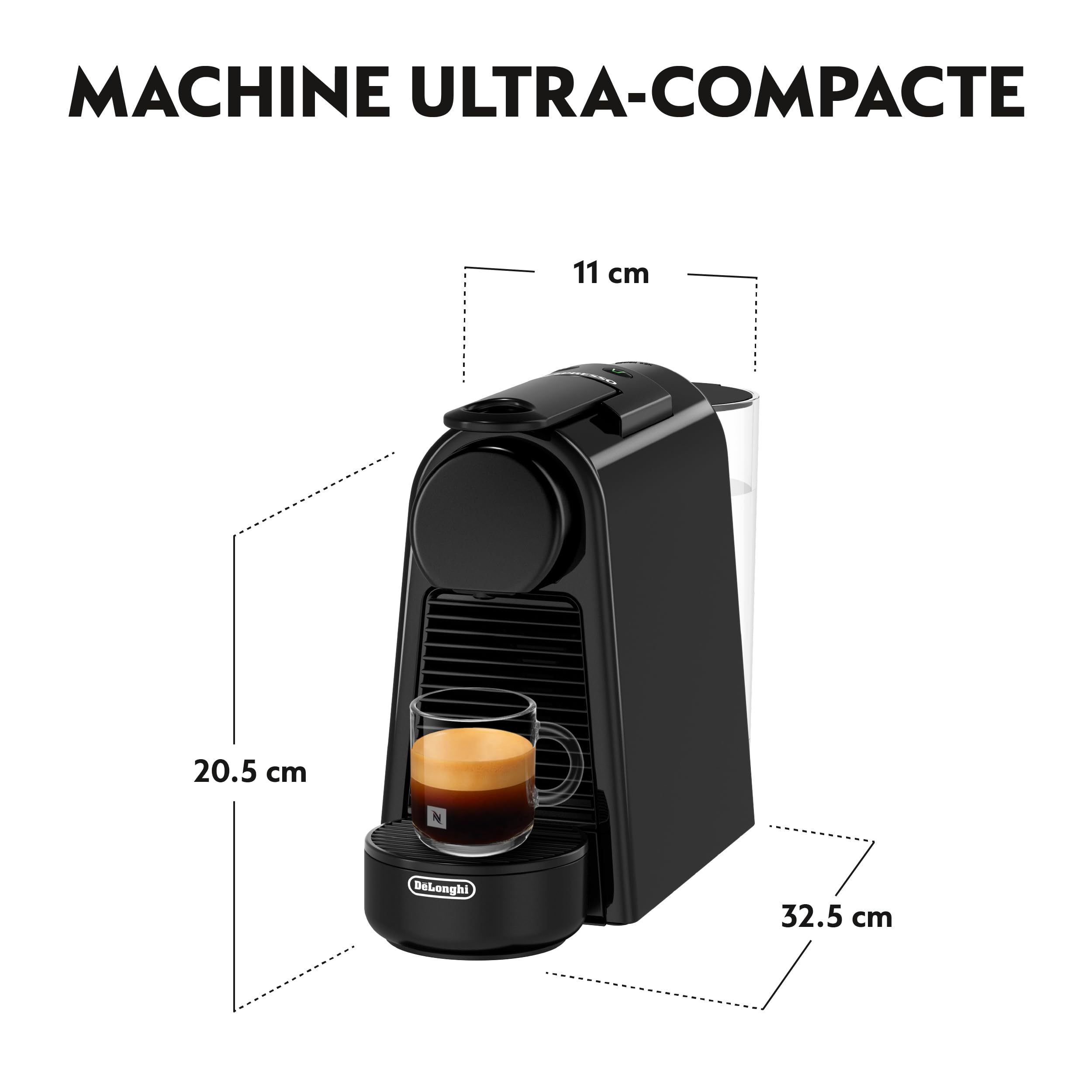 Machine à Café Essenza Mini Noir Piano, 19 Bars, Design Compact, Expresso et Lungo, EN85.B, Noir